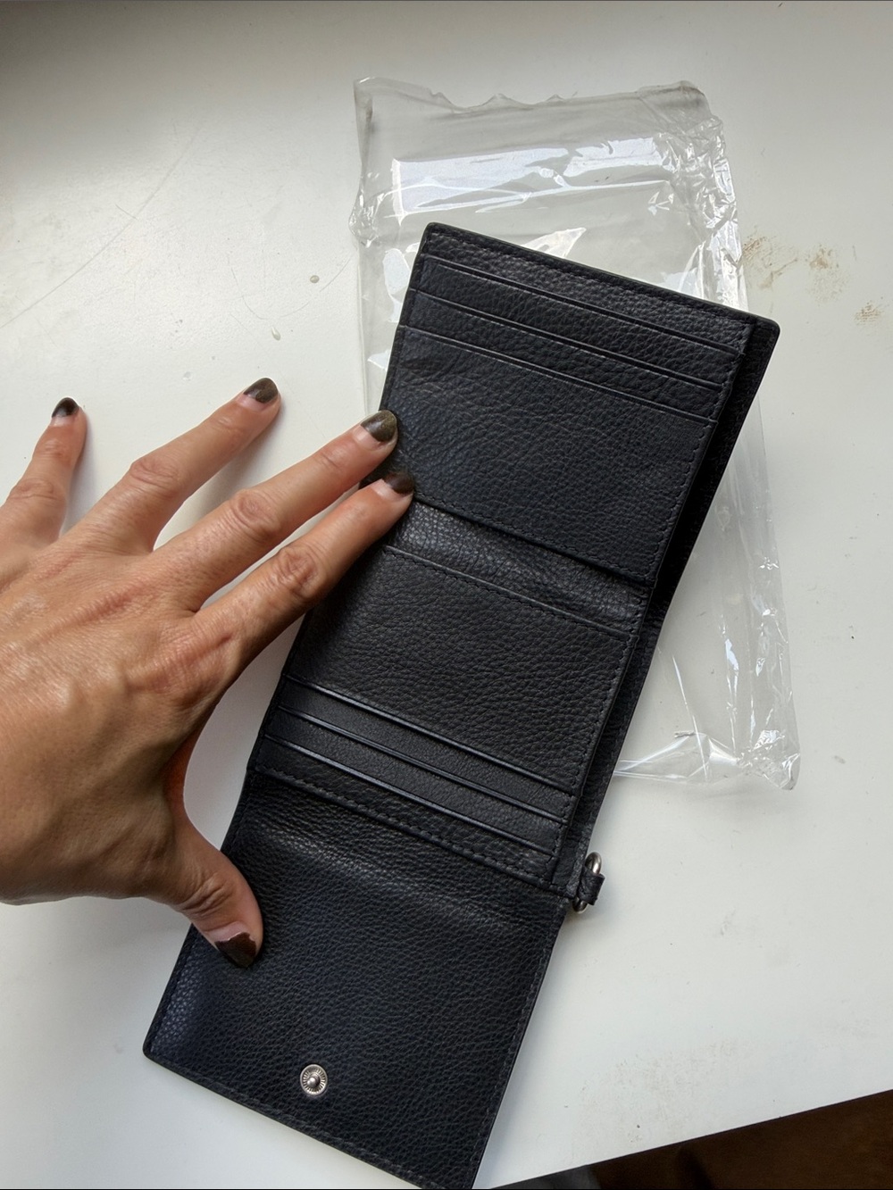 Lucky Brand Black Leather Bifold Wallet
